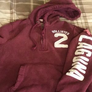 HOLLISTER Maroon 3/4 zip hoodie XL